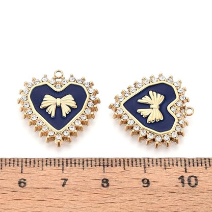 Elecrelive Crystal Heart Charms Rhinestone Heart Pendants Valentine Charms for Necklace Bracelet Earring Wedding Jewelry - color: Midnight Blue