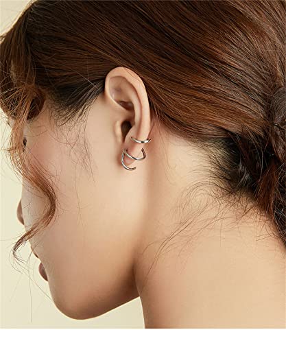 925 Sterling Silver Double Illusion Claw Trendy Stud Earrings for Women - color: Simple Line Earrings