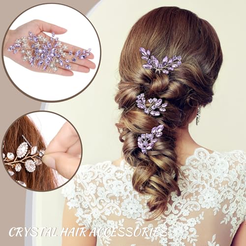 Wedding hair accessories, Bridal for piece headpiece, Bride comb（Purple） - color: Purple