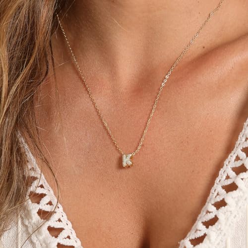 stino 4PCs Bubble Initial Letter Necklace Set, No Tarnish 14K Gold Plated Alphabet Pendant, Jewelry for Women - style: Y