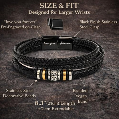 To Our Grandson Bracelet from Grandpa and Grandma - Love You Forever Engraved Leather Wristband with Inspirational Message Card - Sentimental Birthday Graduation Gift for Men, Teen - color: Version-05