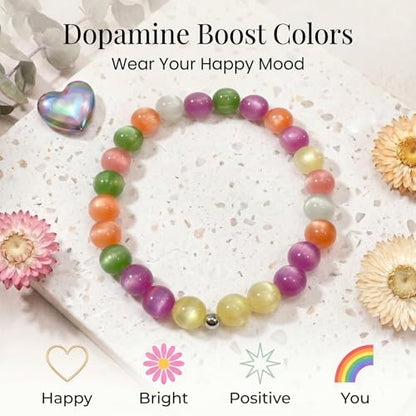 Dopamine Necklace UV Reactive Colorful Rainbow Beaded Necklace Dopamine Jewelry Set Color Changing Mood Necklaces Bracelet Earrings Summer Beach Vacation Gift for Women - color: A5：gold set