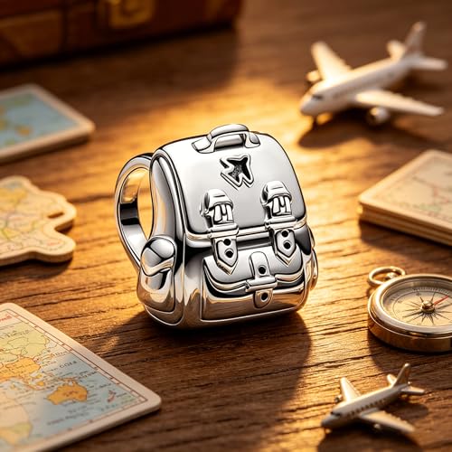 S925 Sterling Silver Cute Bead Charm for Pandora Bracelets and Necklaces | Lucky Clover Cute Animal Pink Bow Cherry Butterfly Pendant Bead Charms Jewelry Making Gifts for Women Valentines Mother's Day - style: Mini Backpack Bead Charm