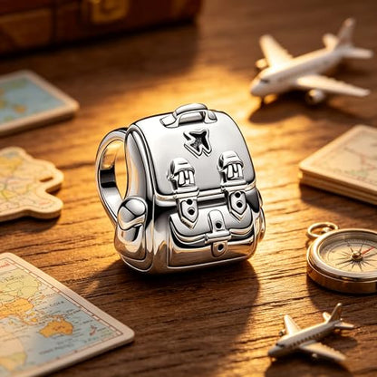 S925 Sterling Silver Cute Bead Charm for Pandora Bracelets and Necklaces | Lucky Clover Cute Animal Pink Bow Cherry Butterfly Pendant Bead Charms Jewelry Making Gifts for Women Valentines Mother's Day - style: Mini Backpack Bead Charm