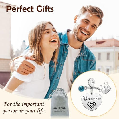 Birthday Gifts for Women Birthstone Charms for Bracelets Necklaces Jewelry Gift for Mom Wife Daughter Granddaughter Niece Sister Girlfriend - color: December