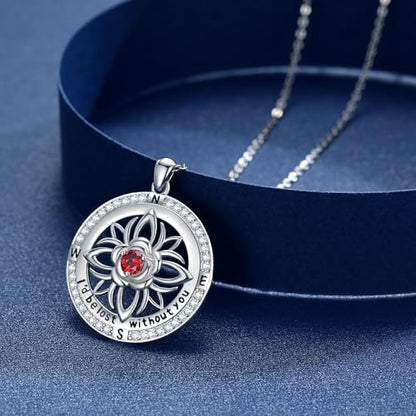 Compass Necklace Sterling Silver Nautical Graduation Gift | 925 Sterling Silver compass pendant with meaningful nautical design, jewelry for women, graduation and travel gift - color: Silver-19