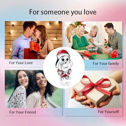 Bible Family Mom Wife Love Heart Dangle Charm 925 Sterling Silver Charms fits Bracelets and Necklace Pendant Bead Charms Jewelry Present for Women Family Friends - style: Christmas Santa Charm