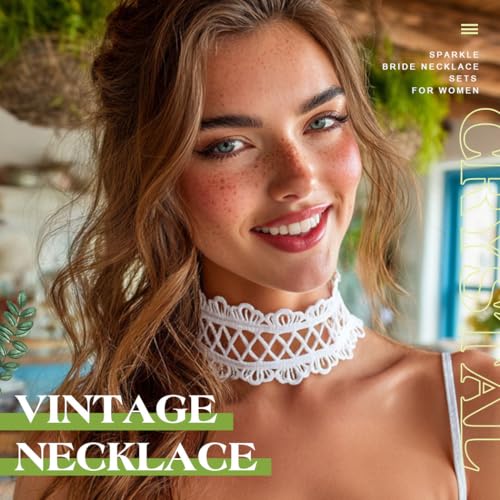 Zoestar Lace Choker Necklace Statement Necklaces for Women - color: 2 white