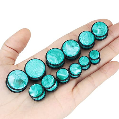 Qmcandy 00G-20mm Ear Stretching Kit 36PCS Big Gauge Taper Kit Large Acrylic Tunnel Plug Spiral Set - color: 36pcs, Turquoise White