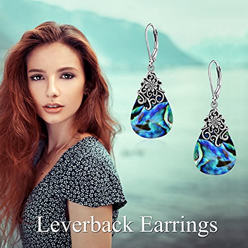 POPLYKE Dragonfly Butterfly Hummingbird Sunflower Earrings 925 Sterling Silver Abalone Shell Moonstone Leverback Earrings Jewelry - style: Filigree