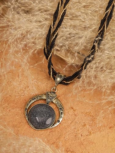 MINACHI Multilayer Beads Chain Necklace, Turquoise-Toned Stone Pendant, Vintage Hippie Retro Bohemia Style, Fashion Jewelry for Women - style: Necklace NEC.002