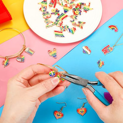 MARFOREVER 40 Pcs/20 Pairs Pride Charms Rainbow Charms for Jewelry Making | Rainbow Gay Enamel LGBT Charms, Colorful Pride Charm Pendants, Bracelet Necklace Earrings Making Crafting, Pride Accessories - style: Pride