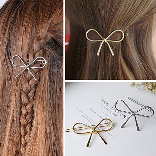 Gold Silver Minimalist Hair Clips Dainty Feather Hollow Hair Clips Set Hair Accessories for Women Geometric Barrette