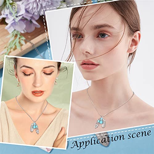 GORGECRAFT 1 Box 8PCS Silver Golden Alloy Big Feather Turquoise Pendant Stainless Steel Silver Feather Charms Necklace Feather Dangle Antique Charms for DIY Key Chain Jewelry Making Findings - style: 8PCS 4 Styles