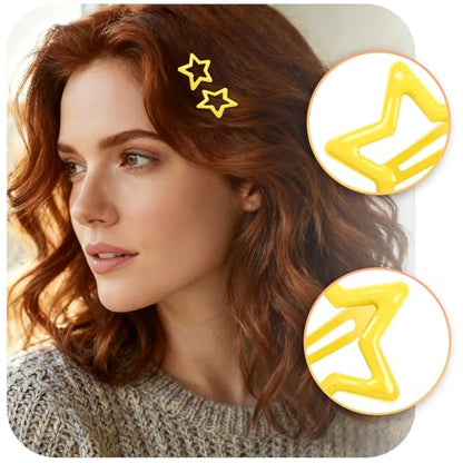 64 Pcs Metal Snap Hair Clips for Women,Small Snap Barrettes for Women Girls Thick Fine Hair (Yellow) - color: Yellow
