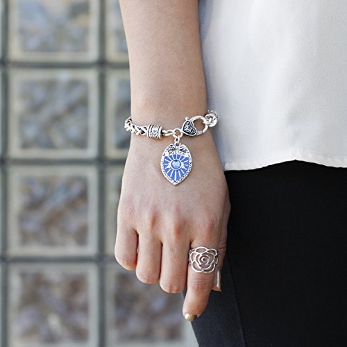 Silver Customized Charm Bracelet with Cubic Zirconia Jewelry - style: Blue Police Badge
