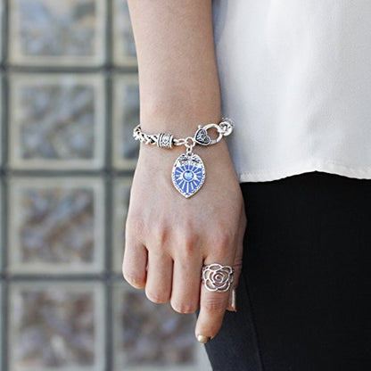 Silver Customized Charm Bracelet with Cubic Zirconia Jewelry - style: Blue Police Badge