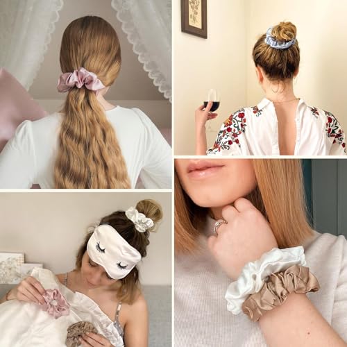 LILYSILK Silk Hair Scrunchies for Frizz&Breakage Prevention, 100% Mulberry Silk Hair Ties No Damage, Elastic Silk ponytail Holders, 1Pc, Black - color: Black