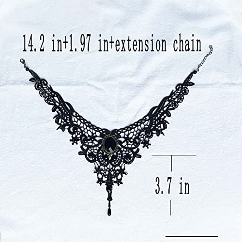Black Sexy Lace Choker Necklaces Gothic Tassel Collar Choker Halloween Party Accessories for Women - color: Black necklace 5