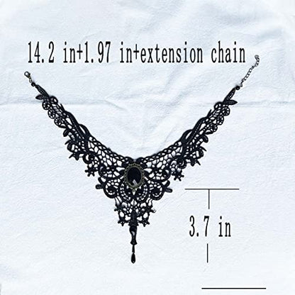 Black Sexy Lace Choker Necklaces Gothic Tassel Collar Choker Halloween Party Accessories for Women - color: Black necklace 5