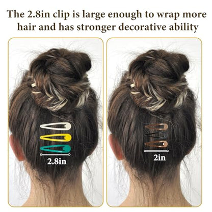 40 Pcs Snap Hair Clips 2.8 Inch / 7cm Non-Slip Metal Hair Barrettes for Women Hair Large Candy Colors Hairpins