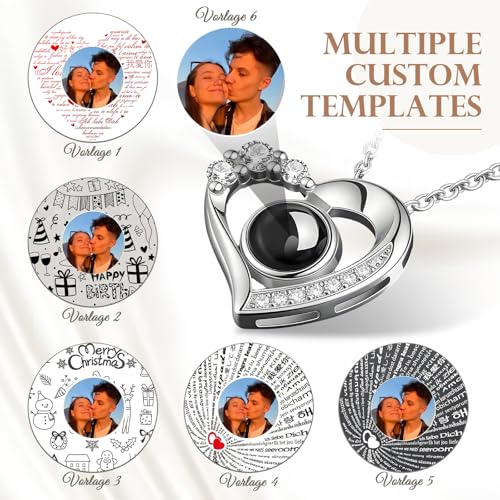 Personalized Picture Necklace Custom Projection Necklace With Photo Inside | Picture Charm Necklace Photo Gifts For Women Her Mom Wife Girlfriend On Valentines Mothers Day Christmas Anniversary Romantic - color: Pendant 1