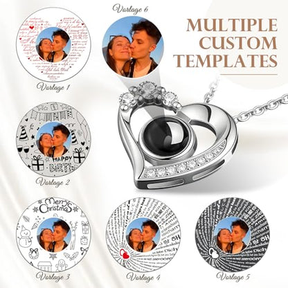 Personalized Picture Necklace Custom Projection Necklace With Photo Inside | Picture Charm Necklace Photo Gifts For Women Her Mom Wife Girlfriend On Valentines Mothers Day Christmas Anniversary Romantic - color: Pendant 1