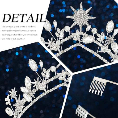 Star Crown Silver Wedding Headband Rhinestone Celestial Tiara Goddess Headpiece Bridal Hair Accessories for Women