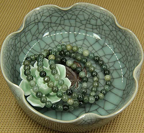 Angelstones Gemstones 6mm Round Beads Healing Crystal Bracelet for women | Natural Gemstone, Handmade Gifts for Women, Healing Crystal Round Beaded Stretch Bracelets, Unisex Jewelry for Women and Men - color: Dark Green Jade