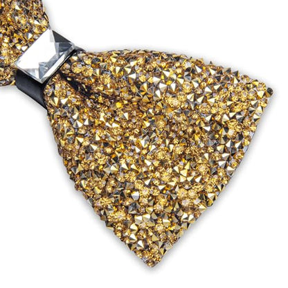 DiBanGu Mens Rhinestone Bow Tie with Ring and Lapel Pin Set | Adjustable Strap,Pre-tied Style,3PCS,Sequin Diamond Bowties，Solid/Mix Color,Shiny Accessory,for Party Prom Banquet Wedding - color: Yellow