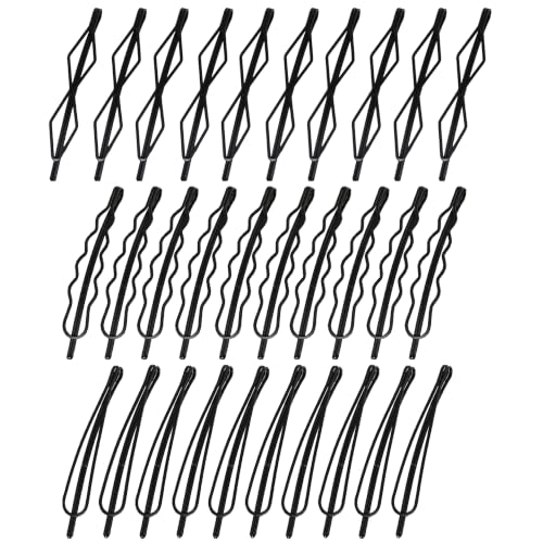 30PCS Decorative Bobby Pins,Bangs Clip for Thick Thin Hair Metal Mini Hair Pins for Women Girls with Clear Storage Box - color: Black0