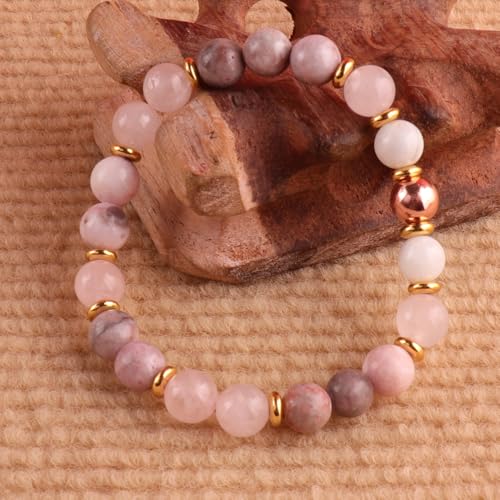 KSQS Healing Stone Bead Bracelet for Women, Natural Gemstones Balance Protection Bracelet, Spiritual Crystal Beads Bracelet Anxiety Relief with Meaning Card - color: Love Awakening