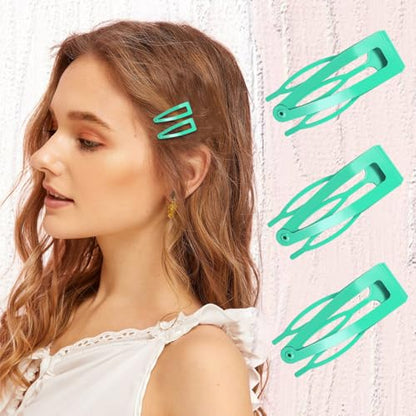 20 Pcs Snap Hair Clips for Women Snap Hair Barrettes Double Grip Hair Clips 3 Prong Clips for Hair Barrettes for Women Girls (Light green) - color: Light green