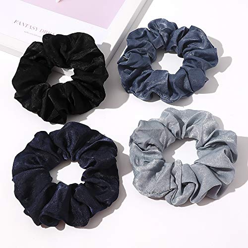 Silk Satin Scrunchies Women Hair Ties - Ivyu Big Scrunchy Ponytail Holder No Crease Hair Bands Soft Elastic No Hurt Your Hair for Vsco Girl Women Blue - color: Mixed
