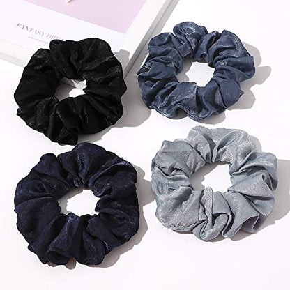 Silk Satin Scrunchies Women Hair Ties - Ivyu Big Scrunchy Ponytail Holder No Crease Hair Bands Soft Elastic No Hurt Your Hair for Vsco Girl Women Blue - color: Mixed
