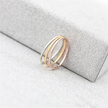 Women's Stainless Steel 1MM Thin Plain Midi Stacking Ring Band Comfort Fit, Size 3 to 10 - color: 1mm Flat - G