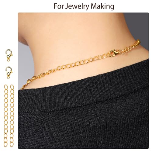 LEOBRO Jump Rings, 968pcs Keychain Making Kit, Keychain Clip and Key Ring, Key Chain Rings, Lobster Claw Clasps for Keychains, Charm Bracelet Jewelry, Gold - color: Gold
