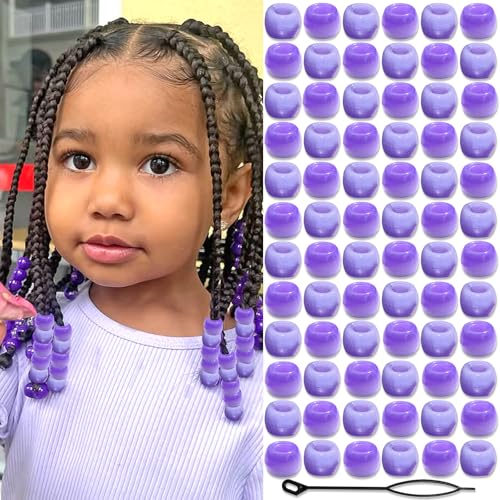 NAISKA 90Pcs Gradient Purple Small Beads for Hair Kids Hair Beads for Braids Cute Hair Beads for Kids Girls Round Dreadlock Beads Mini Pony Beads Acrylic Loc Beads Braid Clips Accessories - color: Purple