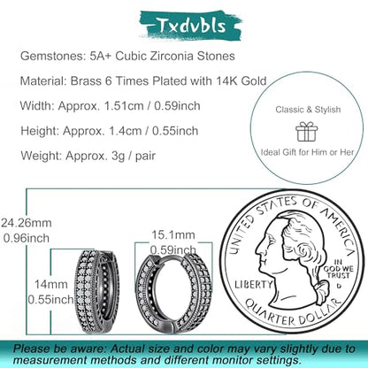 Hoop Earrings for Men - 14K Gold Plated Cartilage Huggie Earrings | Cubic Zirconia, Lightweight, CZ Inlaid, Hypoallergenic for Sensitive Ears, Mens jewelry Gift for Him - style: Black Hoop