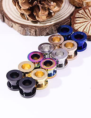 Vsnnsns 14G 12G 8G 6G 4G 2G 0G 00G Stainless Steel Ear Tunnels Screw Fit Ear Plugs Tunnels Gauges Set 1.6MM 2MM 3MM 4MM 5MM 6MM 8MM 10MM - color: 0G-8.0mm