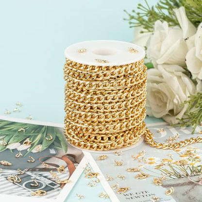 YOUBEIYEE 10 Meters Gold Cuban Link Chain Men and Women Hip Pop Necklace Choker Aluminum Chain for Jewelry Making Jewelry Supplies - color: 6.7x9.4mm-Gold