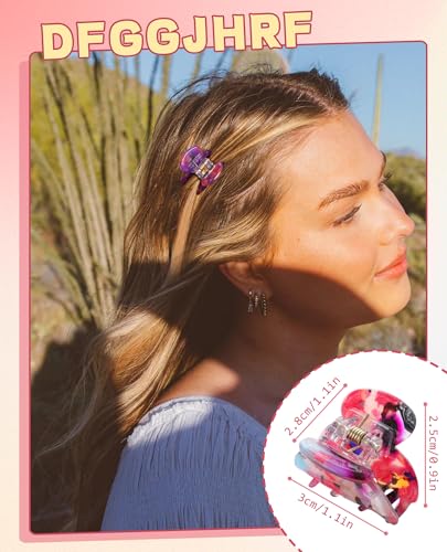 Molans 12 Pcs Small Hair Clips Mini Claw Jaw Clips Women Girls Thin Hair | Tiny Short Acrylic Cute Clips Non Slip Little Hair Accessories Clamps for Half Updo Styling Fine Hair Bangs Kids Toddlers - color: Flower#1