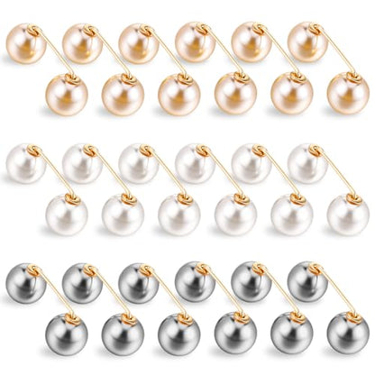 18 Pcs Artificial Pearl Brooch Pins, Sweater Shawl Clips, Tops Clothing Decorative Clips Anti-Exposure Neckline Safety Pins for Clothes Decorative Pin for Clothing Cardigan Dress Sweater