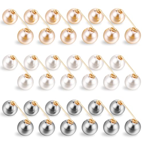 18 Pcs Artificial Pearl Brooch Pins, Sweater Shawl Clips, Tops Clothing Decorative Clips Anti-Exposure Neckline Safety Pins for Clothes Decorative Pin for Clothing Cardigan Dress Sweater