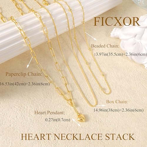 Dainty Layered Necklaces for Women,14k Gold Plated CZ Choker Necklace Stack | 14K Gold Plated Necklace set,Non Tarnish Hypoallergenic Beaded Paperclip Chain Necklace Stack Women's Minimalist Jewelry Gift - color: Gold-5