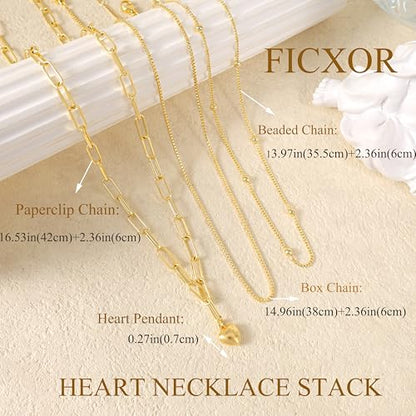 Dainty Layered Necklaces for Women,14k Gold Plated CZ Choker Necklace Stack | 14K Gold Plated Necklace set,Non Tarnish Hypoallergenic Beaded Paperclip Chain Necklace Stack Women's Minimalist Jewelry Gift - color: Gold-5