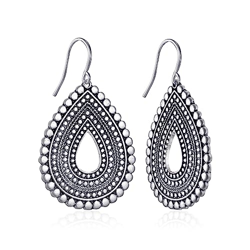 Antique Gold Hammered Disc Drop Earrings Boho Earrings with Two Tone Jewelry Gift - color: AMZ-EH21322A
