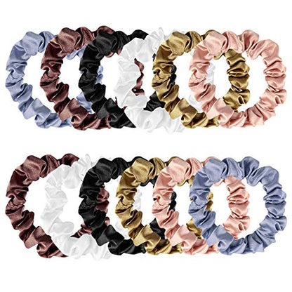 12 Pieces Silk Hair Scrunchies Silk Hair Tie Elastic Ponytail Holders for Women Girls Hair Accessories-002 - color: 002