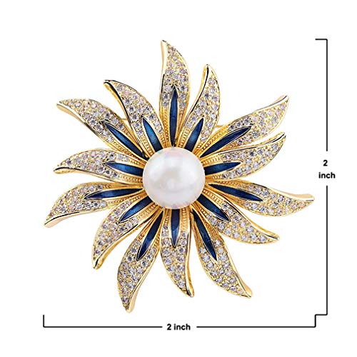 Brooch Pins for Women Girls Fashion Flower Crystal Rhinestone Pearl Jewelry - color: Color 7