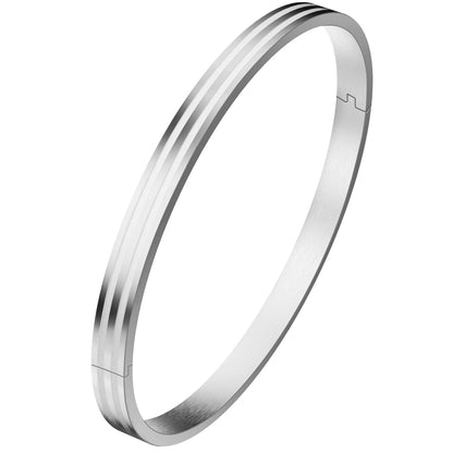 18K Gold Plated Bracelet Love Bangles for Women, 6.7in / 7.1in | Stainless steel, Waterproof & Non tarnish. Elegant & Shining. Verstaile for daily wear, perfect for stacking. Ideal Gift. - color: Silver-6.7in